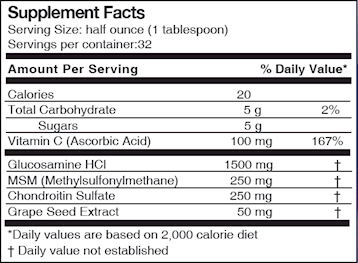 Glucosamine 1500 Chondroitin MSM (Drs Advantage) Supplement Facts