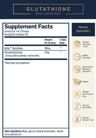 Lipossomal Glutathione supplement fact