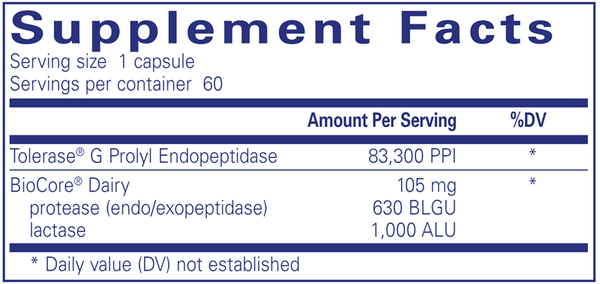 Gluten/Dairy Digest (Pure Encapsulations) Supplement Facts