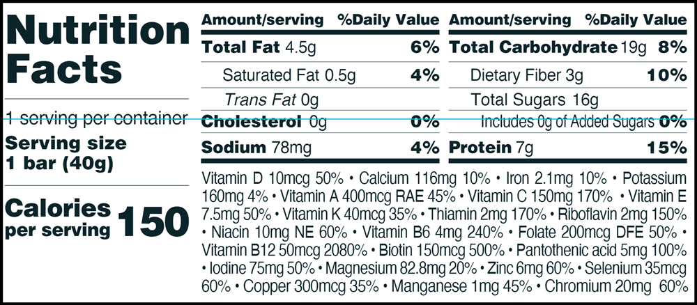 Good Green Vitality Multivitamin Bar (NuZest) Nutrition Facts