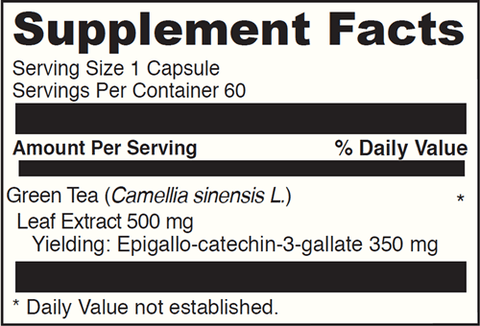 Green Tea 70 DaVinci Labs Supplement Facts