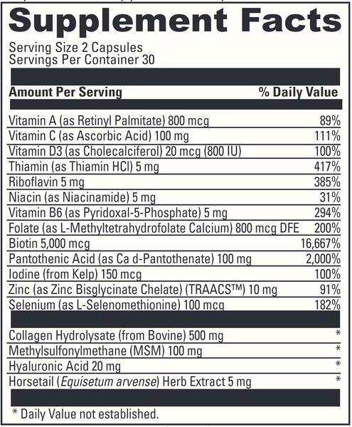 Hair Skin & Nails DaVinci Labs Supplement Facts