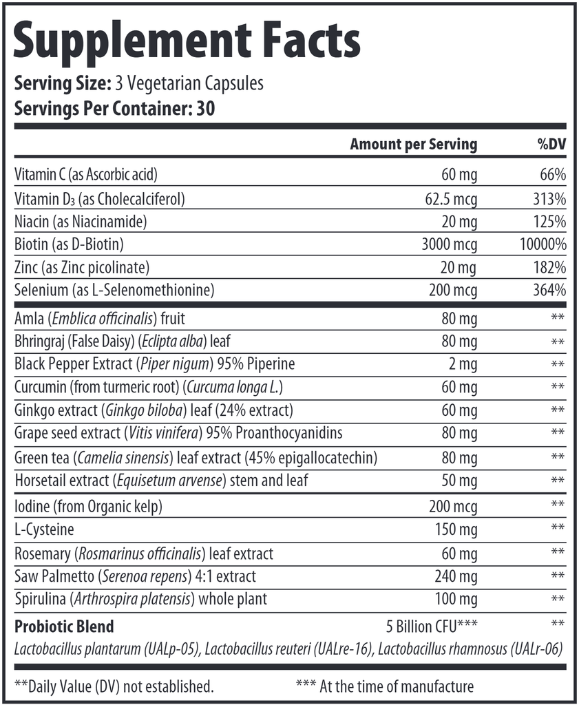 Hair Radiance with Probiotics (Anirva) Supplement Facts