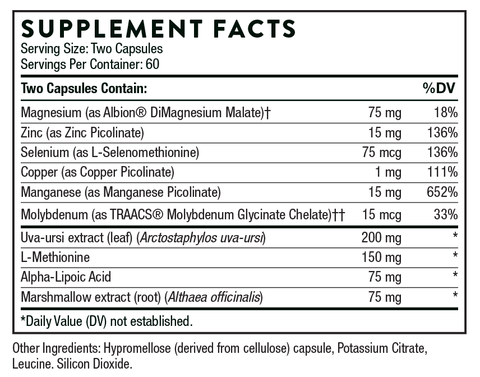 Heavy Metal Support (Thorne) Supplement Facts