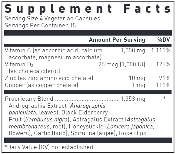 Immunity 60'S (Douglas Labs) supplement facts