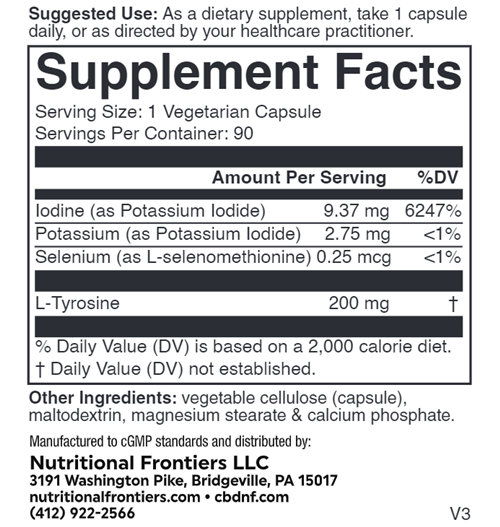 Iodine Plus Nutritional Frontiers supplement facts