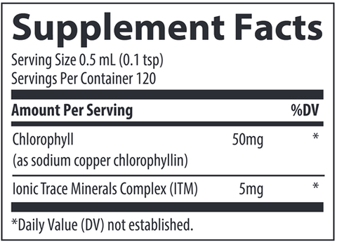 Ionic Chlorophyll (Trace Minerals Research) Supplement Facts