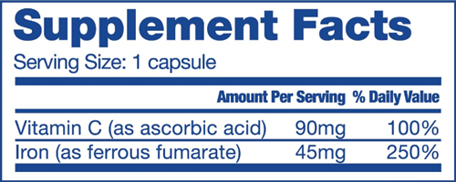 Iron Capsule with Vitamin C 45 mg (Bariatric Fusion)