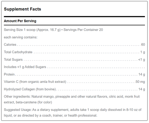 KLEAN COLLAGEN TROPICAL (Klean Athlete) supplement facts