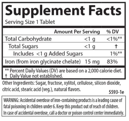Kid's Chewable Iron 15 mg (Carlson Labs) Supplement Facts