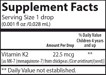 Kid's Super Daily K2 (Carlson Labs) Supplement Facts