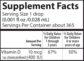 Kid's Super Daily D3 0.35 fl oz (Carlson Labs) Supplement Facts