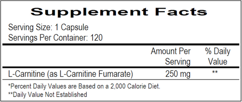 L-Carnitine 250 mg (Ecological Formulas) Supplement Facts