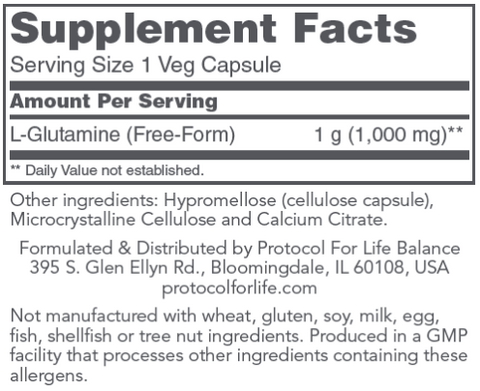 L-Glutamine 1000 mg (Protocol for Life Balance)