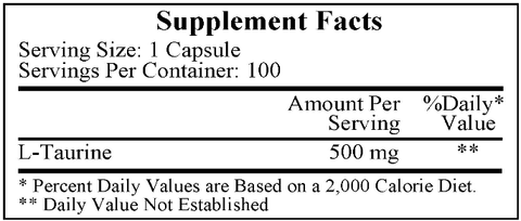 L-Taurine 500 mg (Ecological Formulas)