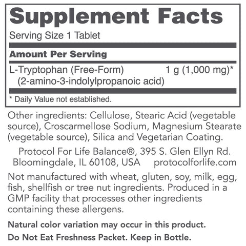 L-Tryptophan 1000 mg (Protocol for Life Balance)