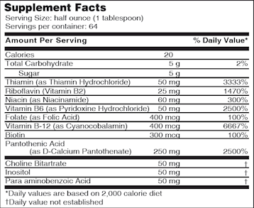 Liquid Ultra B-Complex (Drs Advantage) Supplement Facts
