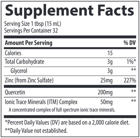 Liquid Zinc + Quercetin (Trace Minerals Research) Supplement Facts