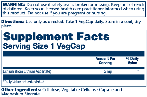 Lithium Aspartate 5 mg Solaray