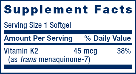 Low Dose Vitamin K2 (Life Extension) Supplement Facts