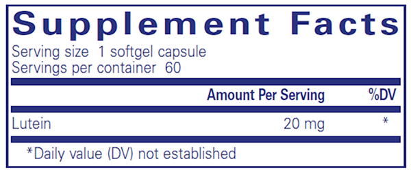 Lutein 20 Mg (Pure Encapsulations) supplement facts