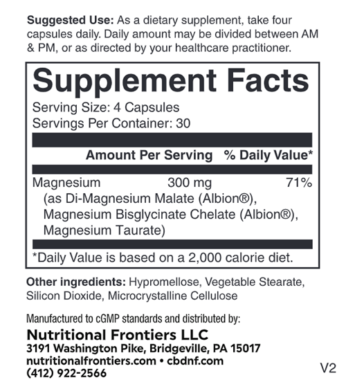 Mag Complete 300 Nutritional Frontiers supplement facts