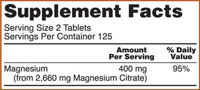 Magnesium Citrate 200 mg Tablets (NOW)