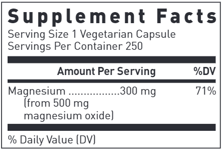 Magnesium Oxide 500 Mg (Douglas Labs) supplement facts