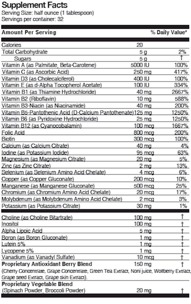 Mega Multivitamins & Minerals (Drs Advantage) Supplement Facts