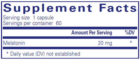Melatonin 20 Mg. (Pure Encapsulations) supplement facts