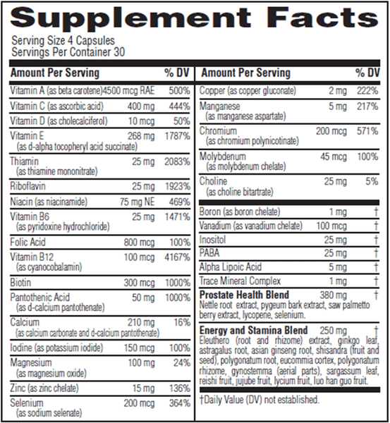 Men's Ultra Multi Daily (Twinlab) Supplement Facts