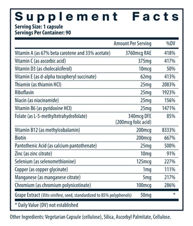 Minimal & Essential Antioxidant and Multi-Vitamin Vital Nutrients