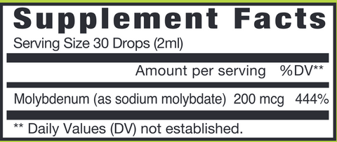 Molybdenum Liquid (Eidon) Supplement Facts