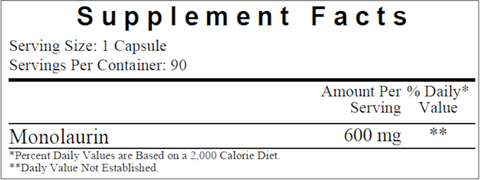 Monolaurin 600 mg (Ecological Formulas) Supplement Facts