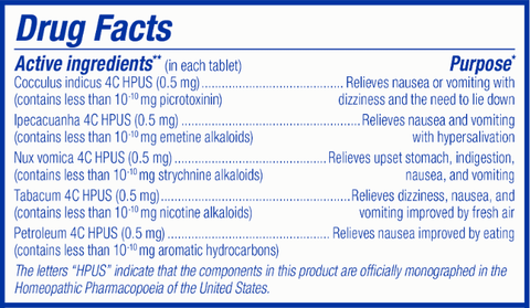 MotionCalm (Boiron) Drug Facts