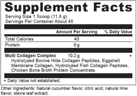 Multi Collagen Protein Cucumber Lime (Ancient Nutrition) Supplement Facts