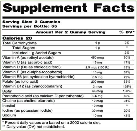 Multi Gummy Bears (allKiDz) Supplement Facts