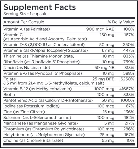 Multivitamin + 15 mg L-Methylfolate (MethylPro)