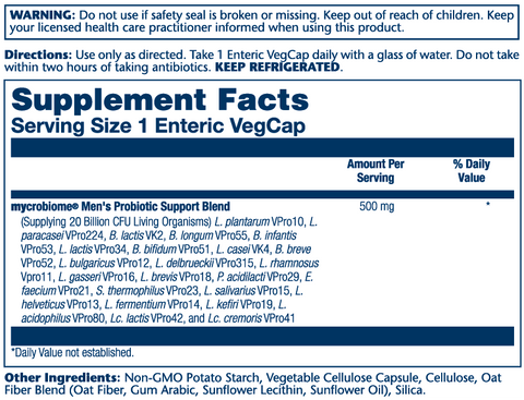 Mycrobiome Men's Formula 30 B Enteric Solaray