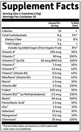 Mykind Kids Multi-Cherry (Garden of Life) Supplement Facts