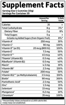 Mykind Kids Multi-Fruit Gummy Bears (Garden of Life) Supplement Facts