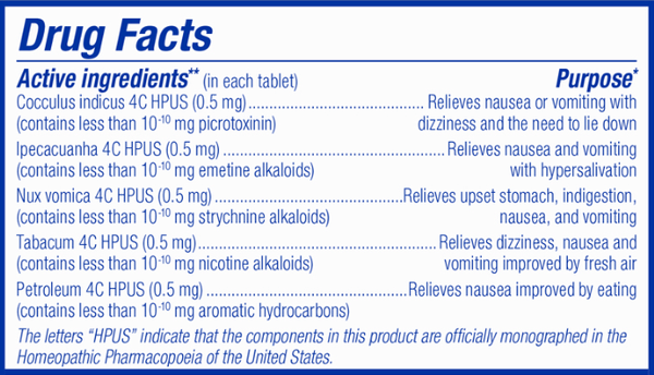 NauseaCalm (Boiron) Drug Facts