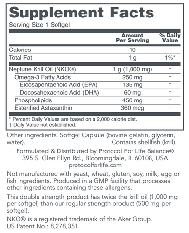Neptune Krill Oil 1000 mg (Protocol for Life Balance)