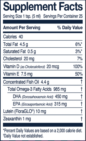 Norwegian Cod Liver Oil + (Wiley's Finest) Supplement Facts