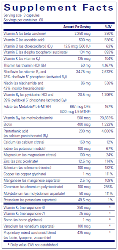 Nutrient 950 with vitamin K - (Pure Encapsulations) supplement facts