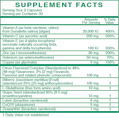 Ocular Formula (Rx Vitamins) Supplement Facts