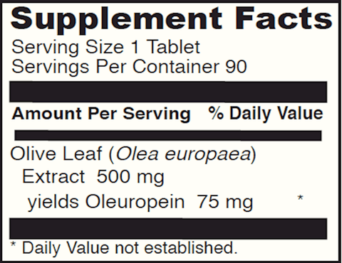 Olivir 15 Tablets (DaVinci Labs) Supplement Facts