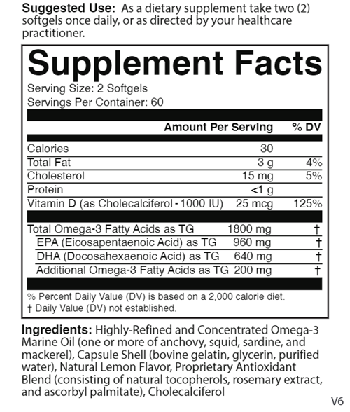 Omega 3D Lemon Nutritional Frontiers supplement facts