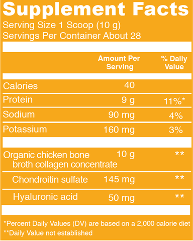 Organic Chicken Bone Broth (Vital Proteins) Supplement Facts