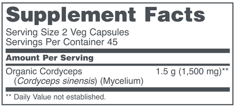 Organic Cordyceps (Protocol for Life Balance) Supplement Facts